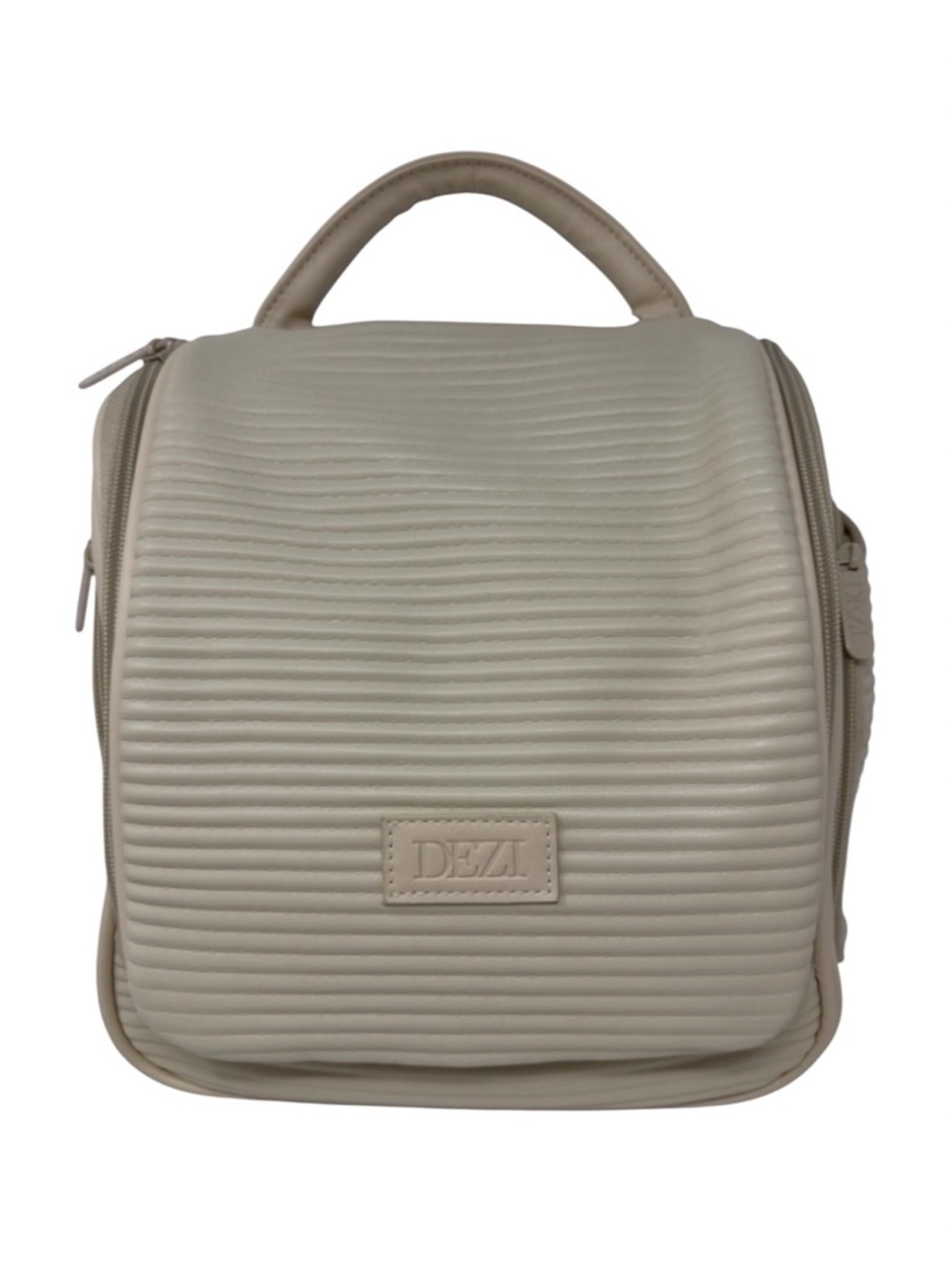 DEZI Ivory Ribbed Top-Handle Backpack